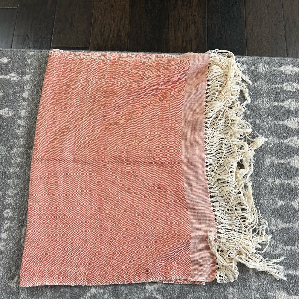 Orange & light beige triangle pattern shawl/pashmina